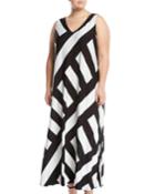 Patch-striped Sleeveless Maxi Dress,