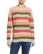 Decline Striped Long-sleeve Sweater W/ Front Pockets