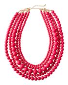Multi-strand Bauble Necklace, Coral