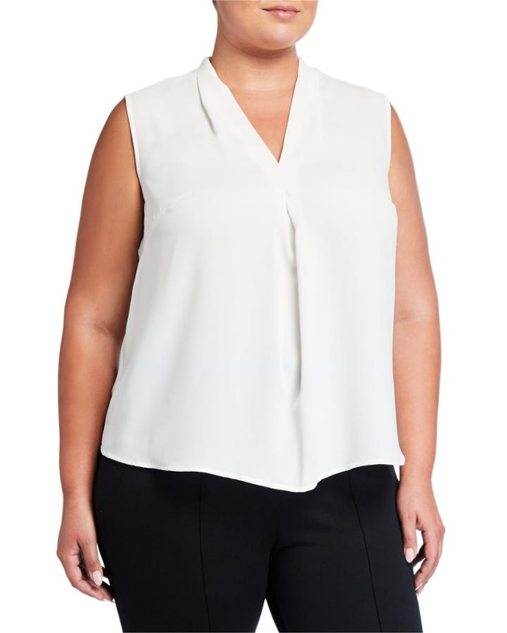 Plus Size Sleeveless V-neck Blouse