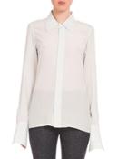 Long-sleeve Button-front Blouse,