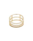 14k Yellow Gold Three-row Diamond Band Ring,