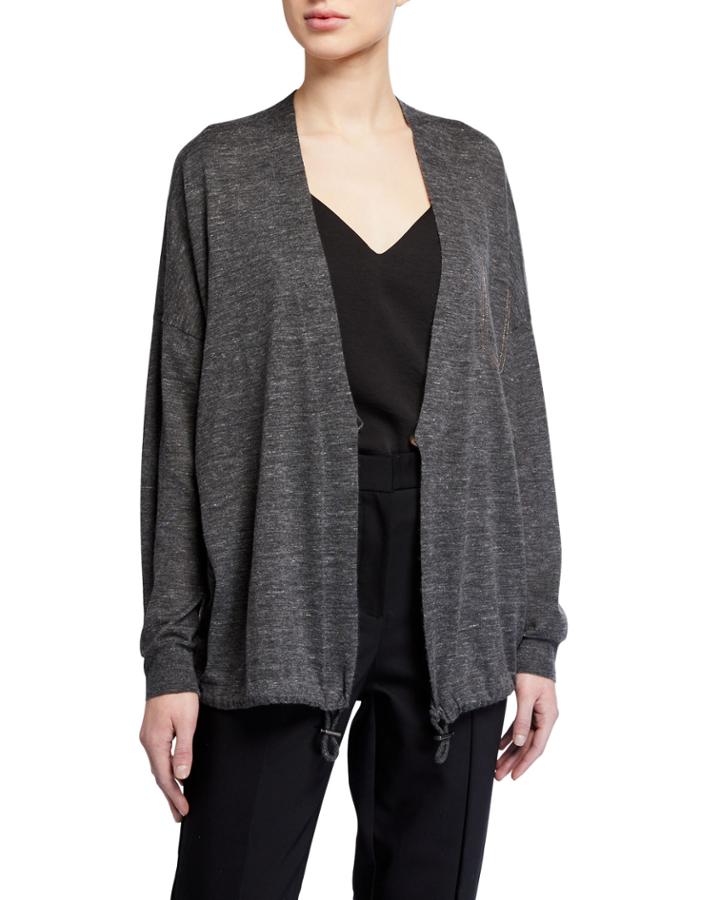 Faux Pocket Cashmere-blend Cardigan
