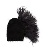 Claudelle Wool-cashmere Knit Beanie W/ Feather Plume