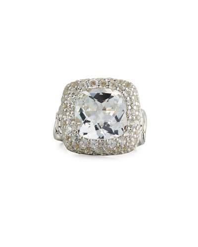 Batu Klasik Square White Topaz Ring,