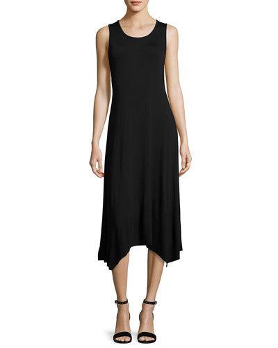 Lace-back Handkerchief-hem Tank Dress, Black