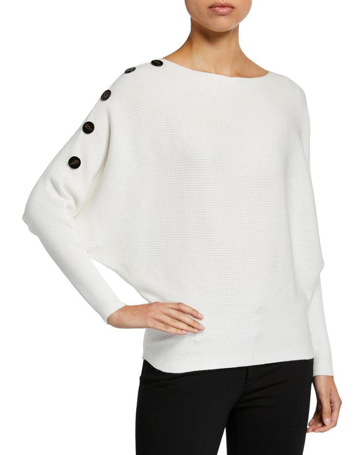 Dolman-sleeve Ribbed Pullover