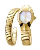 22mm Glam Chic Coiled Snake Bracelet Watch, Pearl