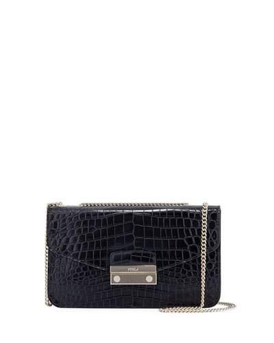 Julia Small Croco Leather Pochette Bag
