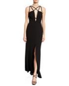 Solid Spaghetti-strap Gown