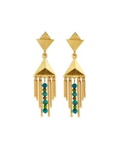 Dimension Beaded Fringe Dangle Earrings