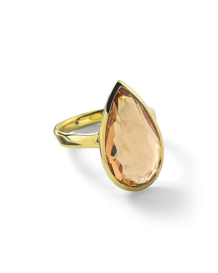 18k Rock Candy Single Medium Teardrop Ring In Orange Citrine