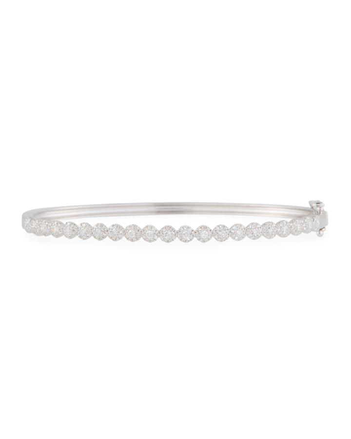 14k White Gold Halfway Diamond Halo Bracelet