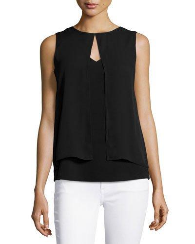 Sleeveless Flyaway Blouse, Black