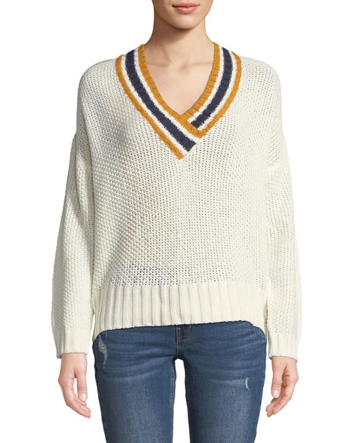Stripe-trim Oversized Knit