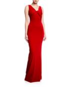 Ryland V-neck Sleeveless Velvet Column Gown