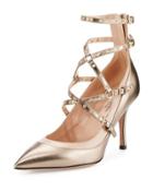 Leather Grommet Crisscross Pump,