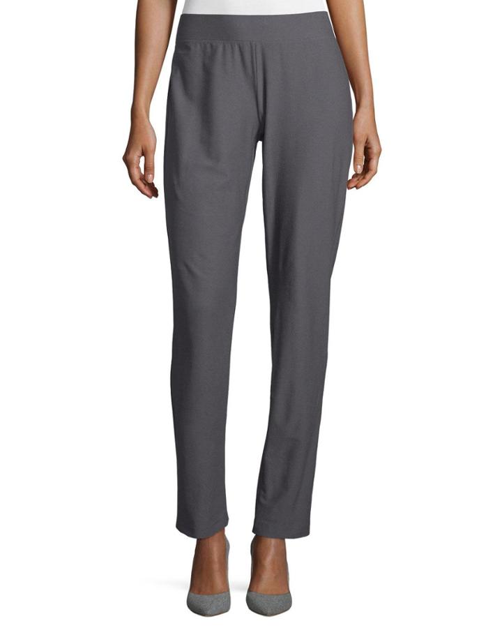 Petite Washable-crepe Straight-leg Pants, Ash