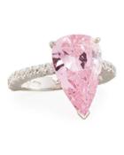 Large Pear-cut Crystal Ring, Pink