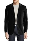 Men's Two-button Velvet Blazer, Black