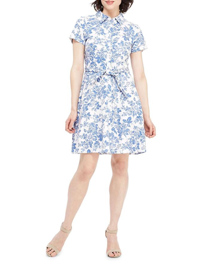 Floral Button Down Tie-waist Dress