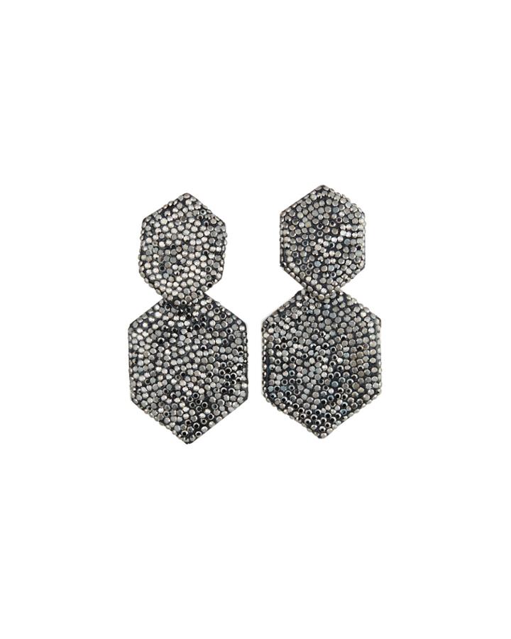 Luxe Geometric Double-drop Earrings, Gray