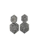Luxe Geometric Double-drop Earrings, Gray