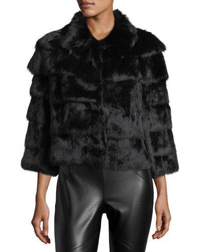 Rabbit Fur Cropped Jacket