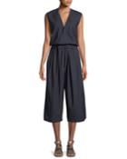 Pinstripe Wrapped Jumpsuit