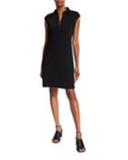 Cap-sleeve Zip-front Collared