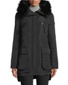 Long Fur-trimmed Hooded Puffer Coat