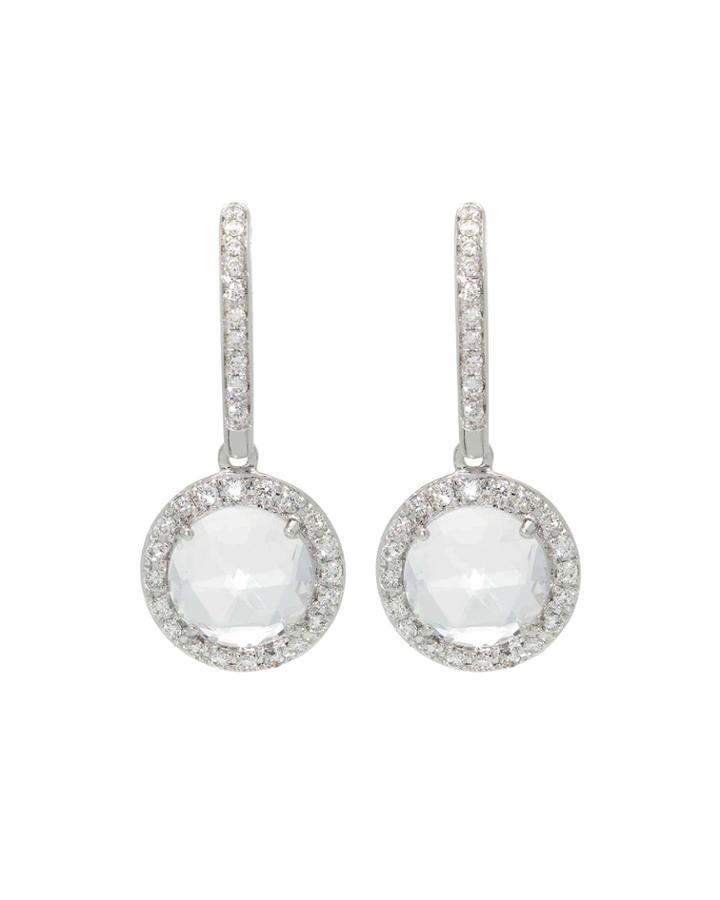 18k White Gold Diamond & Topaz Drop Earrings