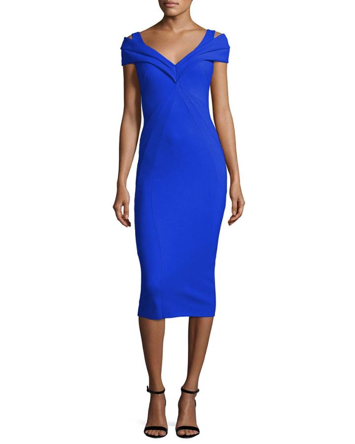 Tikan V-neck Midi Cocktail Dress