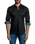 Solid-color Sport Shirt W/ Contrast Cuffs, Black