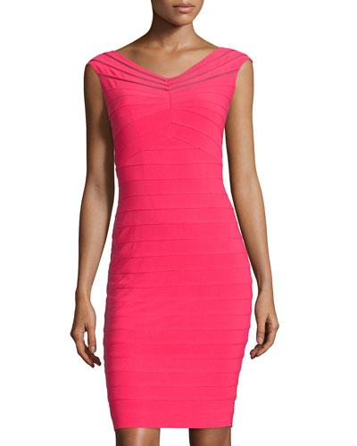 Sunburst Sheath Dress, Flare Red