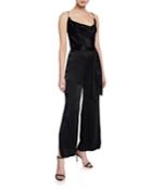 Cowl-neck Sleeveless Split-leg Jumpsuit