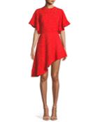 Pineapple Satin Jacquard Asymmetric-hem Cocktail Dress