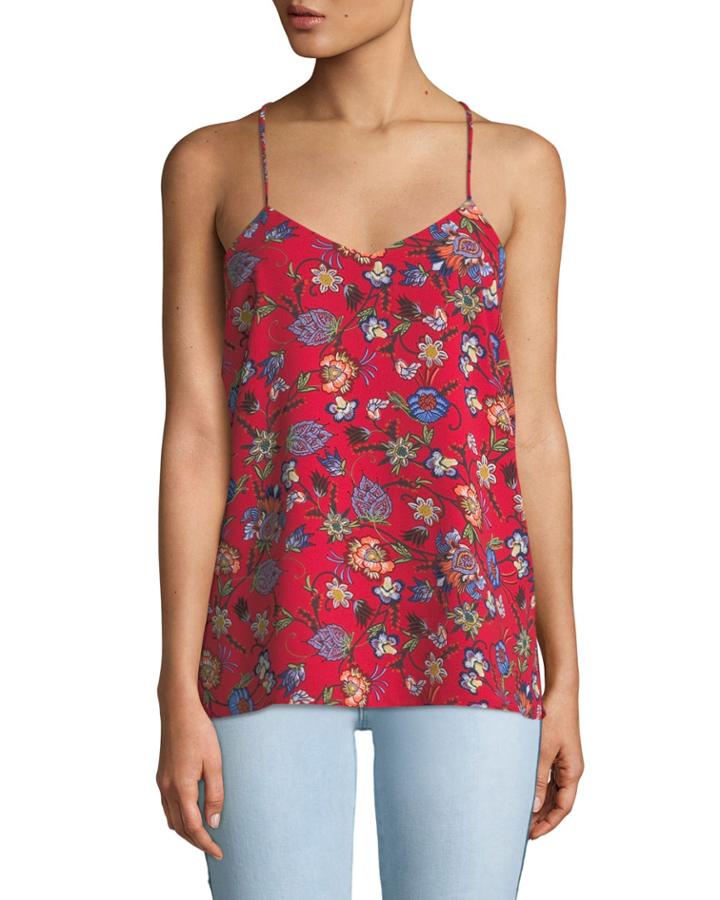 Floral-print Racerback Camisole, Red