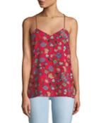 Floral-print Racerback Camisole, Red