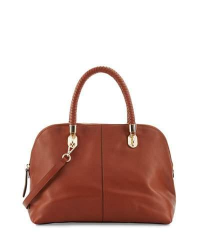 Benson Large Leather Dome Satchel Bag, Woodbury