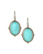 New World Oval Drop Earrings W/ Diamonds, Turquoise/moonstone