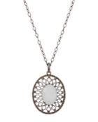 Moonstone Oval Pendant Necklace W/ Diamonds