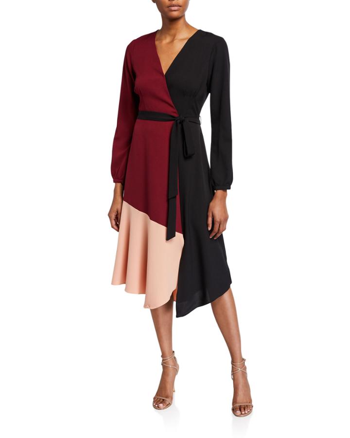 Anissa Faux Wrap Crepe Dress