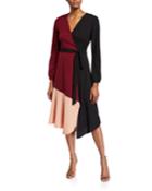 Anissa Faux Wrap Crepe Dress