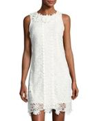 Embroidered Lace Sleeveless Dress, White