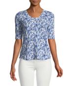 Aimee Floral-toile Linen Jersey Tee