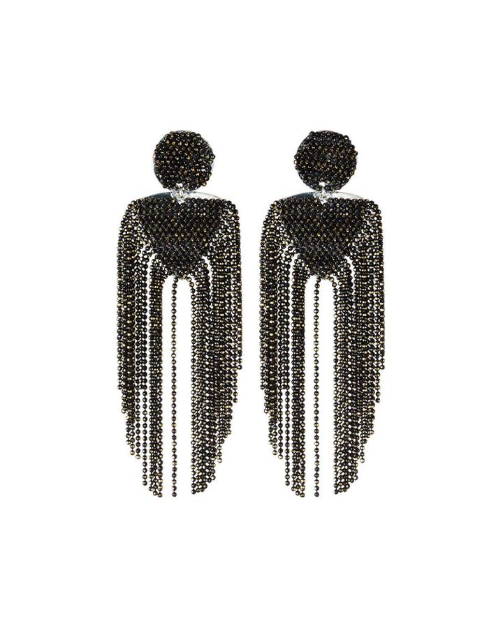 Double Beaded-dangle Earrings, Gray