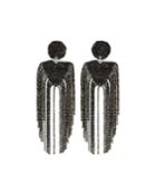 Double Beaded-dangle Earrings, Gray