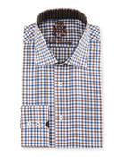 Check Woven Dress Shirt, Blue/brown