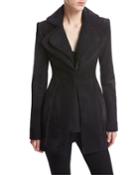 Suede Layered-lapel Jacket, Navy